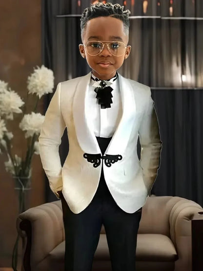 Chic Boys Slim Fit Suits 3 Pieces Piano Performance Wear Premium Handsome Kids Suit Set Wedding Party Wear 2-20 Tuxedo