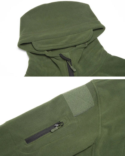 Winter Tactical Fleece Jacket Men Warm Polar Outdoor Hoodie Coat Multi-Pocket Casual Full Zip Sport Hiking Jacket