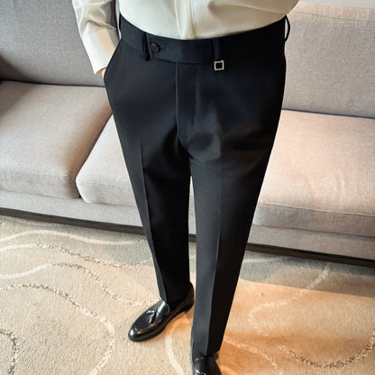 New Lnvisible Elastic Waistband Design Men Business Casual Pants High Quality Solid Slim Office Social Dress Suit Pant Oversized