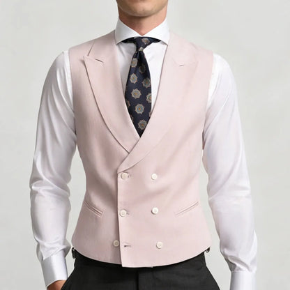 Men Vest Sky Blue Double Breasted Solid Waistcoat For Wedding Banquet Business Party Work Office Casual Daily Men Suit Vest
