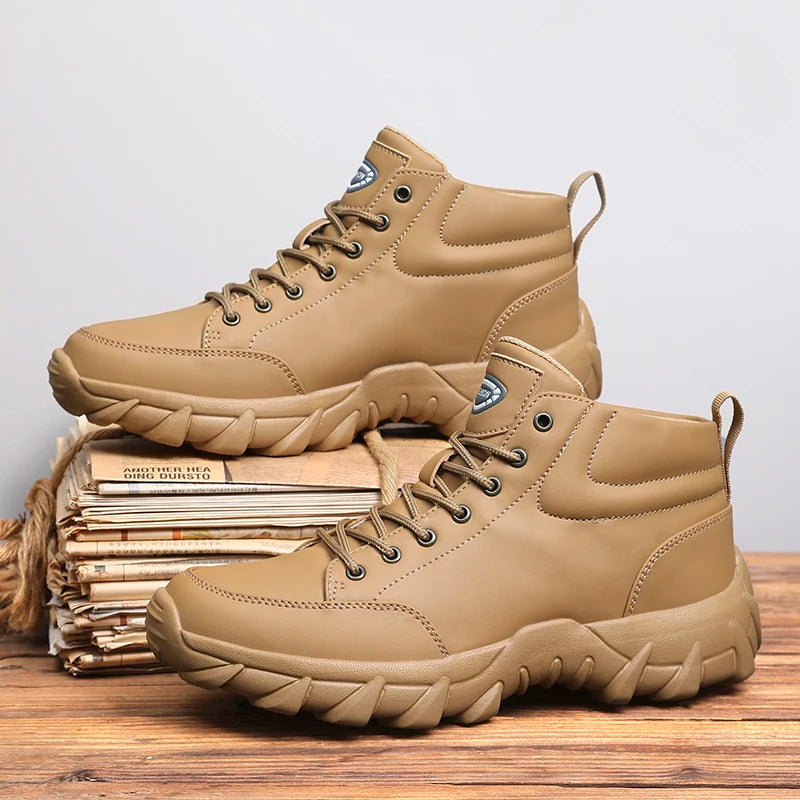 Men Running Shoes Men Sneakers Anti-slip Handmade Leather Casual Ankle Boots Breathable Men's Walking Lace Up Lightweigh Boots