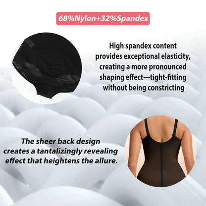 Women's High Stretch Bodysuit Shapewear Bodysuit Sexy Cross Mesh Underwear Tummy Control Slimming Full Body Shaper