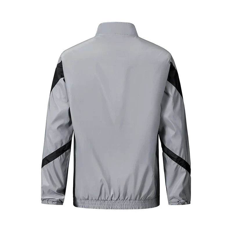 Night Reflective Jacket Men's Fashion Stand Collar Splicing Spring Autumn Casual Jacket Trendy Hip-hop Dance Streetwear