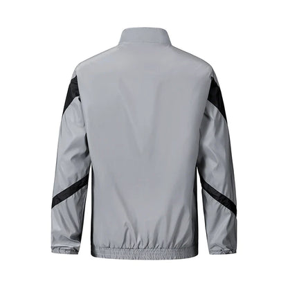Night Reflective Jacket Men's Fashion Stand Collar Splicing Spring Autumn Casual Jacket Trendy Hip-hop Dance Streetwear
