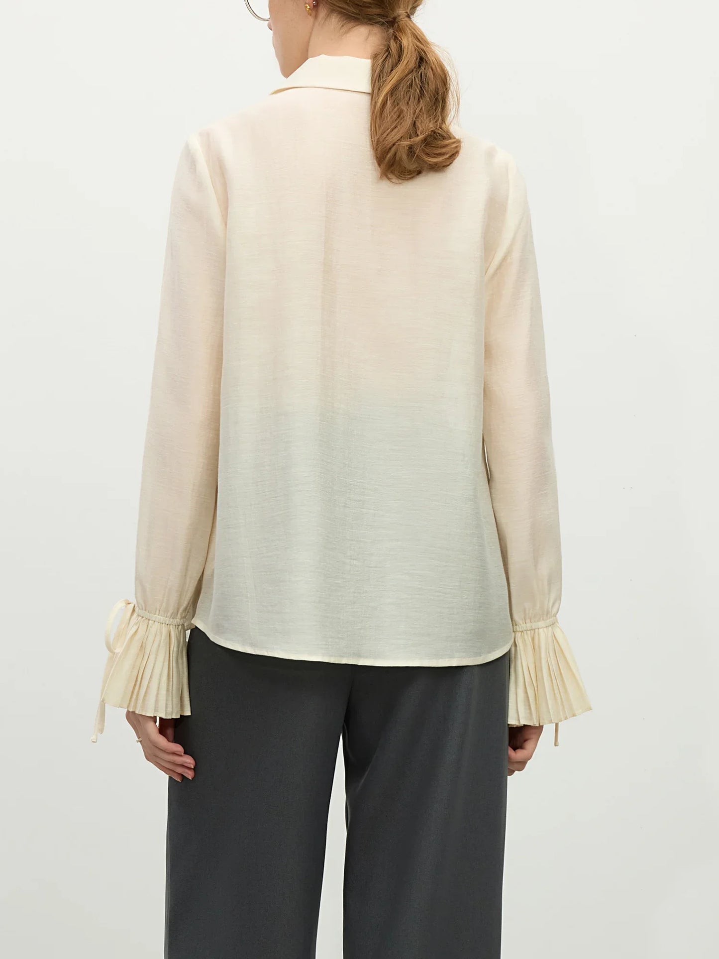 Blue Shirt For Women Spring 2025 New Design French Style Pleated Long Sleeve Chic Shirt Versatile Casual Top 25FS11150