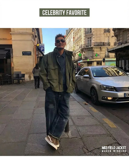 Retro M65 Jackets for Men Green Outdoor Windbreaker Vintage Casual Solid Coat Mens Clothes Multi-Pocket Jacket