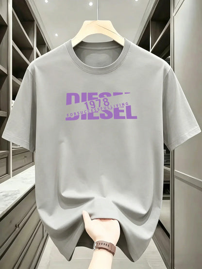 New European and American Trendy Men's Fashionable Casual Short Sleeved T-shirt, Solid Color T-shirt, Men's Summer Sports Tops