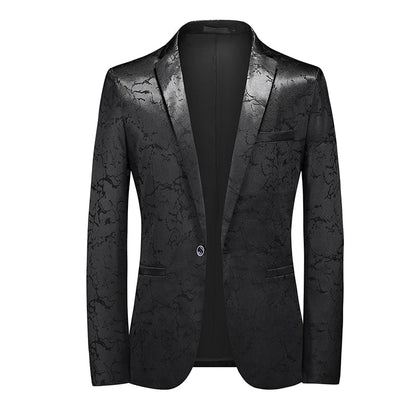 Classic Black Jacquard Suit Male Business Casual Coat Fashion Men Wedding Party Tuxedo Dress Blazers Slim Fit Tops