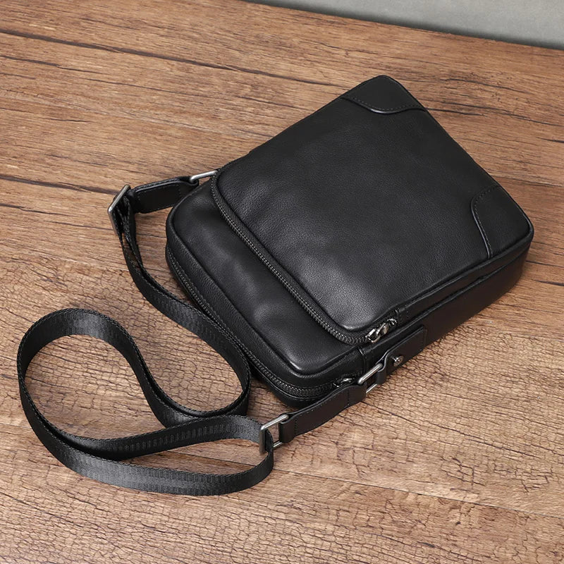 Natural Genuine Leather Men Bag Flap Soft Leather Shoulder Bags Small Male Crossbody Bag First Layer Cowhide Messnger Bags