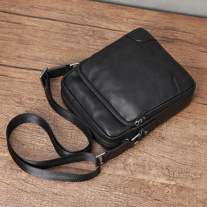 Natural Genuine Leather Men Bag Flap Soft Leather Shoulder Bags Small Male Crossbody Bag First Layer Cowhide Messnger Bags
