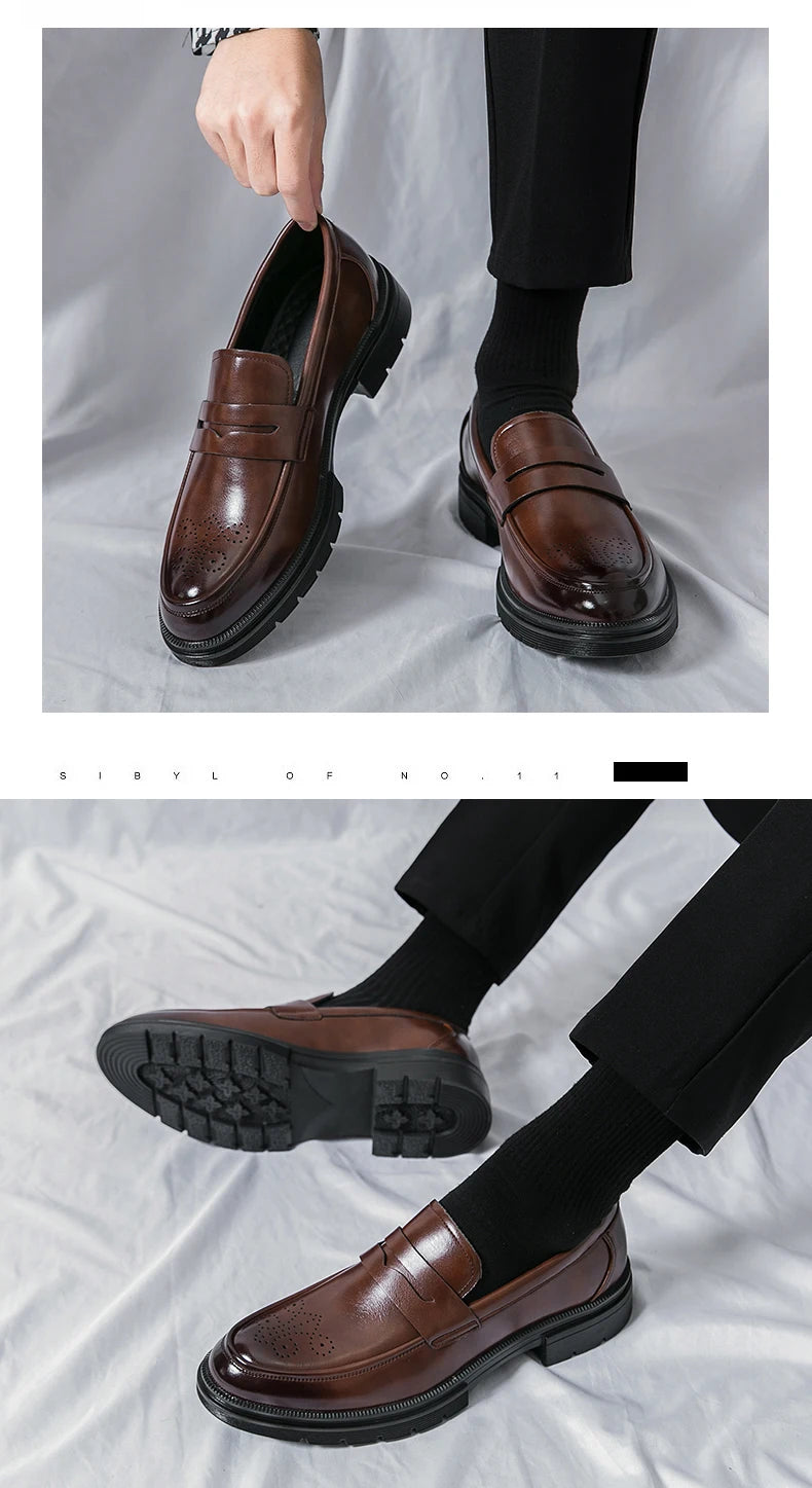 Men's Dress Shoes Retro Casual Business Leather Shoes Men Office Loafers Formal Social Brogues Wedding Leather Shoes For Men