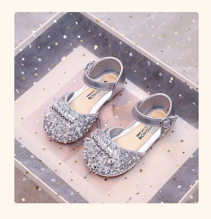 Princess Girls Party Shoes Children Sandals Gorgeous Rhinestone Low Heels Shoes Girl Sandals mary janes Dress Shoes Child I06106