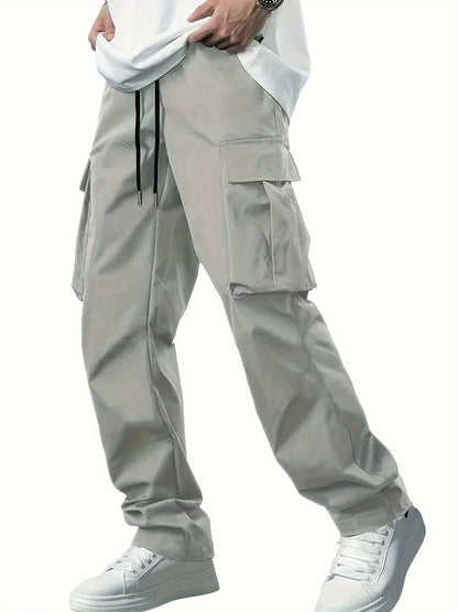 2026 Amazon Summer New Men's Work Pants European and American Independent Station Drawstring Multi Pocket Casual Pants