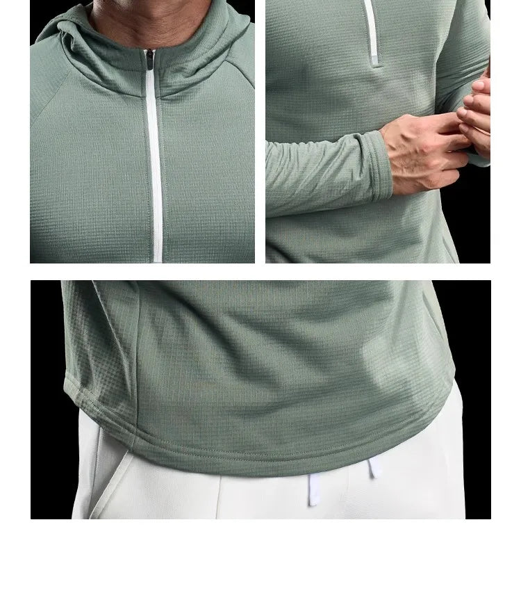 Autumn New Gym Fitness Clothes Men's Training Clothes Long-sleeved Sports Quick-drying Sweatshirts Casual Hooded Fitness Clothes
