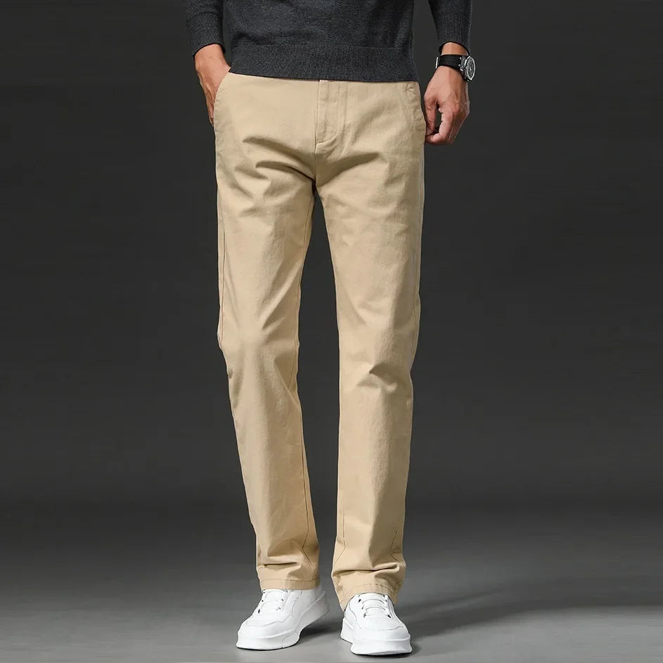 New in Spring Casual Pants Men Straight Fit Cotton Stretch Chino Trouser Male Formal Work Business Dress Khaki Fashion Regular