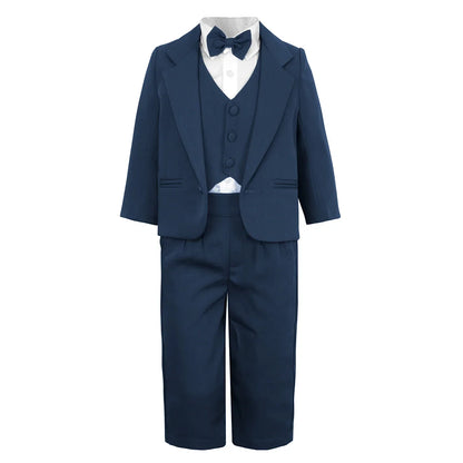 Baby Boy Suit Set Wedding Infant Formal Outfit Toddler Ring Bearer Tuxedo Children Birthday Ceremony Performance Costume 4PCS