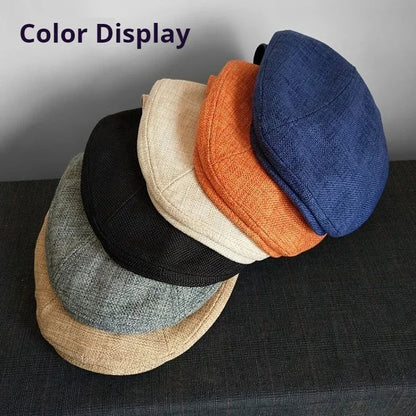 Big Size Summer Linen Solid Newsboy Caps Men and Women Painter Beret Hats Adult Casual Ventilate Sunprotection Advancing Hat