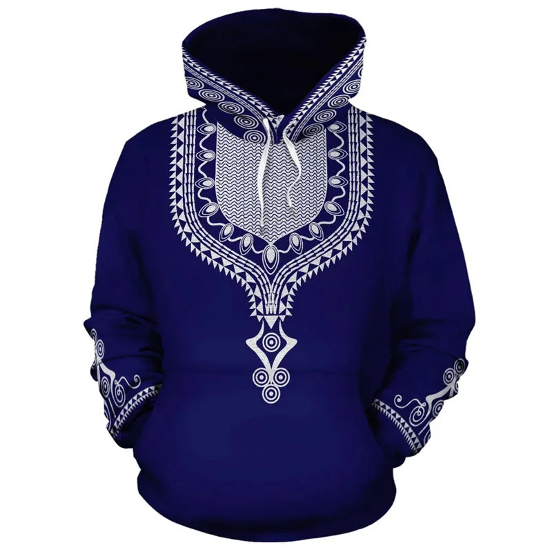 African Ethnic Tribes Unique Graphic Hoodie For Men Ethnic Printed Clothing Hooded Coat Loose Harajuku Street Vintage Hoodies