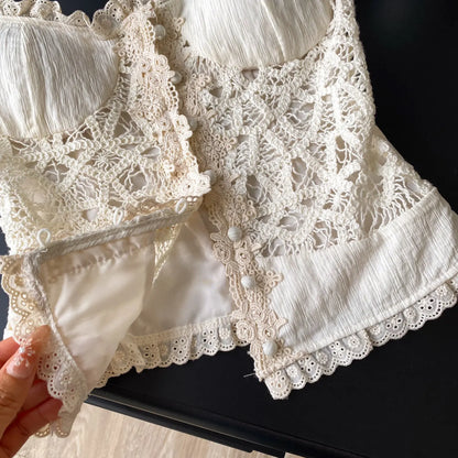 Lace Embroidery Vacation Camisole Summer 2026 Women Ins Sensual Gentle Versatile Top French Hollow Out Casual Tank Top