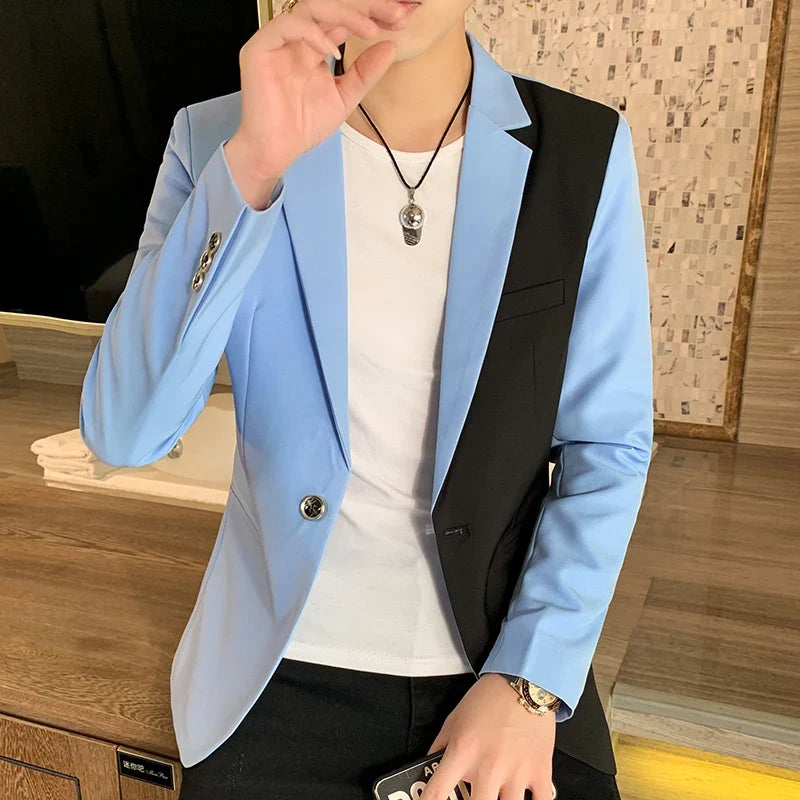2022 Spring New Gradient Color Suit Jacket Men's Streetwear Korean Slim Fit Casual Blazer Wedding Business Clothing Suit Coats