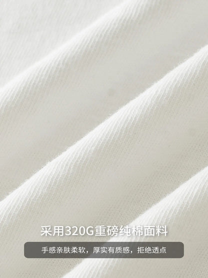 320G Heavyweight 100% Cotton Henley Neck T Shirt for Men Long-Sleeved Spring Autumn Casual Tops Solid Color Undershirts