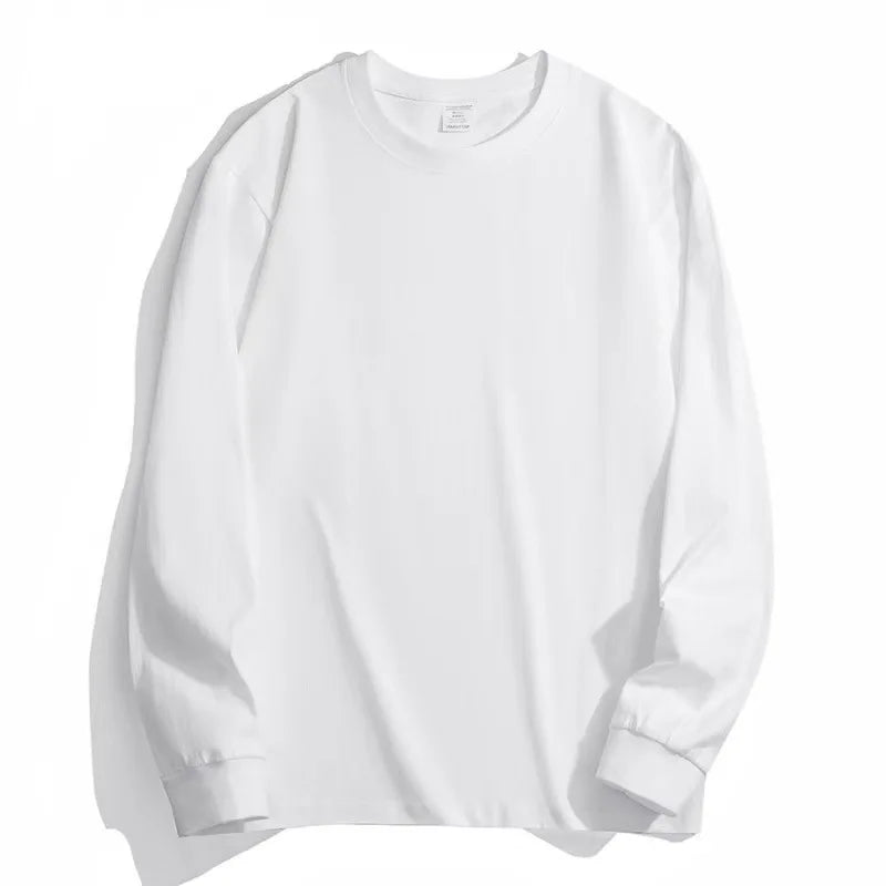 Black White GSM 500g Heavy-duty Pure Cotton T-shirt Thickened Threaded Round Neck Short Sleeves Three Needle Half Sleeve Tees