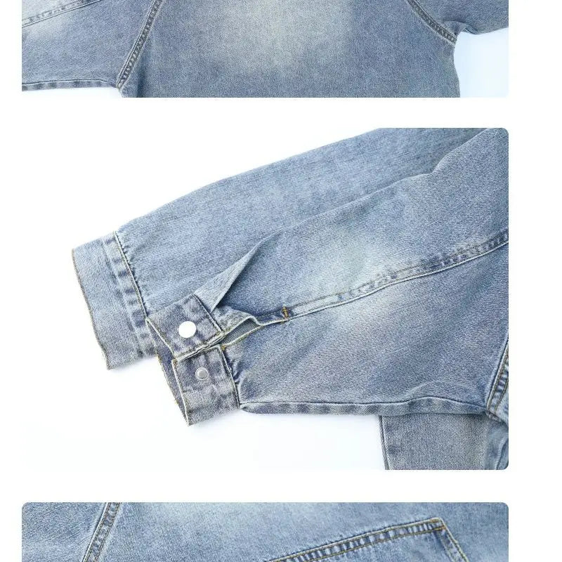 Children's Clothing Boy Denim Jacket Hoodies + Jeans 2 Pcs Set Autumn Spring Vintage Hole Pants Children's Hooded Pullover Top