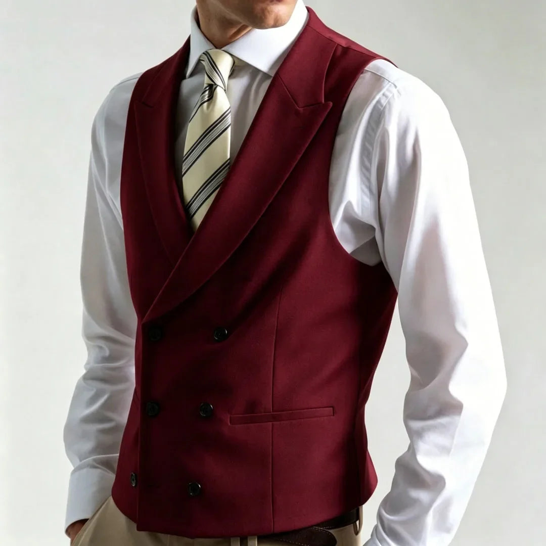 Men Vest Ivory Double Button With Lapel Waistcoat For Wedding Banquet Party Business Work Office Casual Daily Men Suit Vest