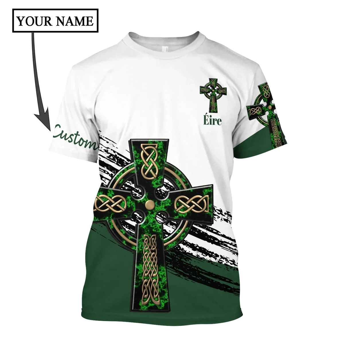2023 Summer New Printed Irish Celtic Men's and Women's T-shirt, Custom Name Short Sleeve Unisex Shirt, Harajuku Large Casual Sty