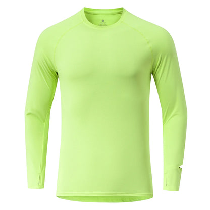 Mens Autumn Running T-Shirt Long Sleeve Anti-UV Workout Tops Shirts Training Shirt with Thumb Hole Anti-Static Cuff Quick Drying