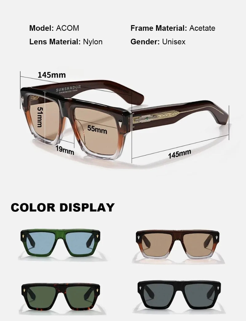 2026 High Quality Handmade Square Acetate UV Protection Men Sunglasses Prescription Myopic Retro Eyewear Men Women Reading Glass