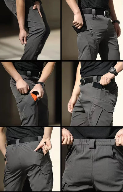 Men Elastic Sharkskin Spring Autumn City Cargo Pants Hiking Camping Climbing Casual Tactical Military Combat Trousers Quick Dry
