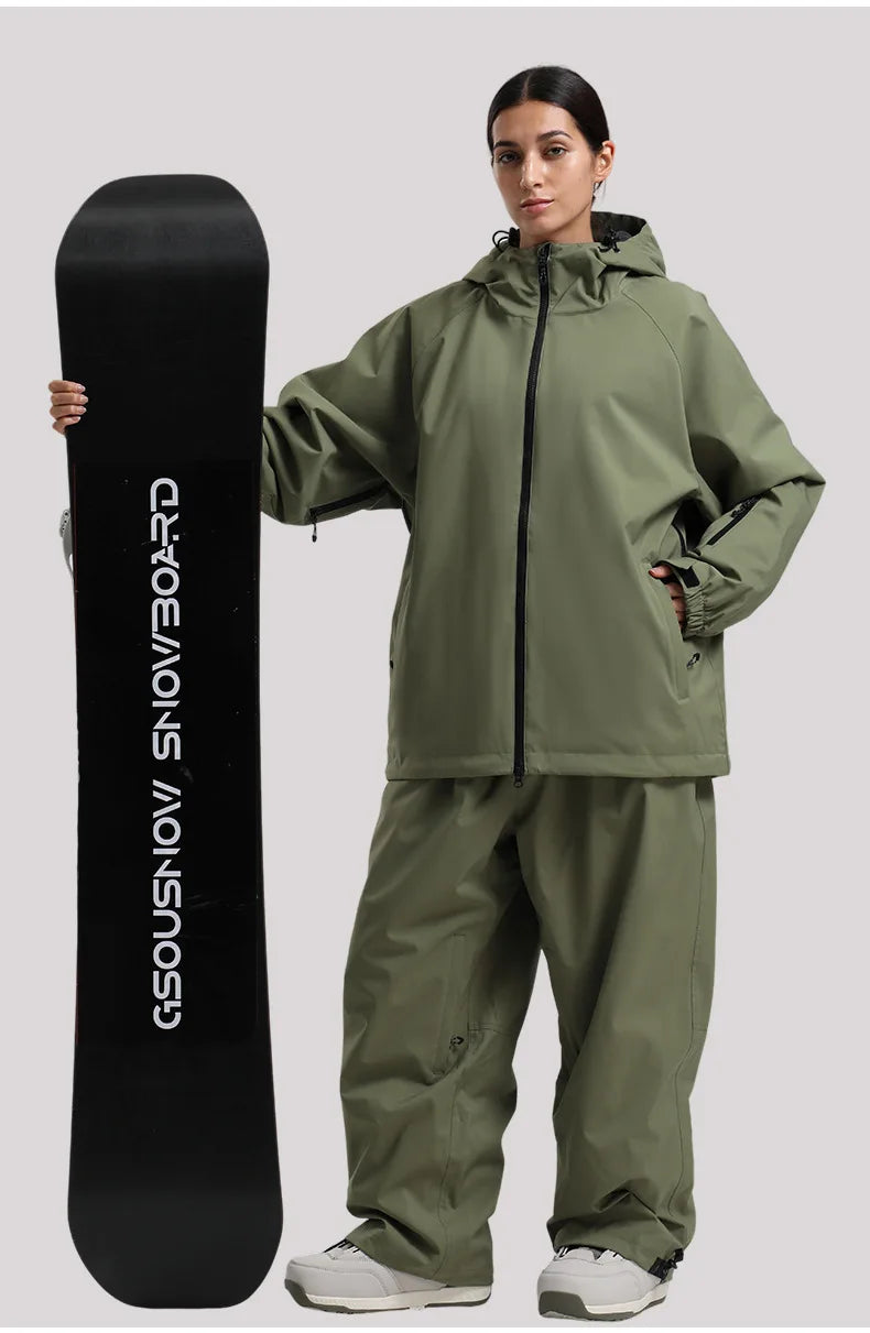 GSOU SNOW Winter Ski Jacket Men Waterproof Insulated Snow Tops Super Loose Snowboard Clothes Breathable Windproof Skiing Hoodies