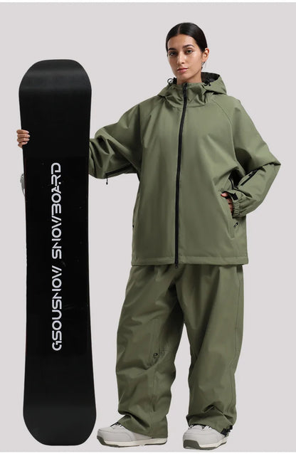 GSOU SNOW Winter Ski Jacket Men Waterproof Insulated Snow Tops Super Loose Snowboard Clothes Breathable Windproof Skiing Hoodies