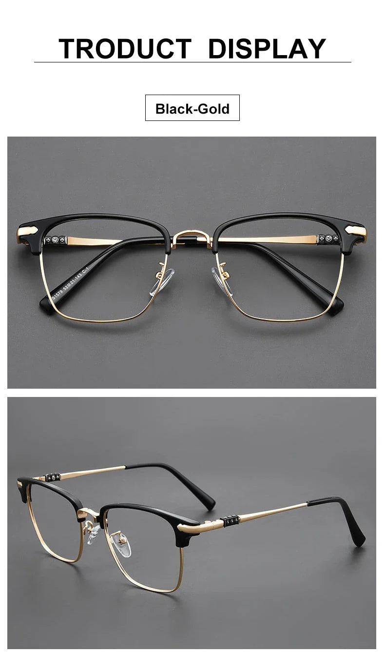 Classic Men's Square Frames Personalized Business Blue Light Blocking Can Be Customized Reading Glasses Myopic K002