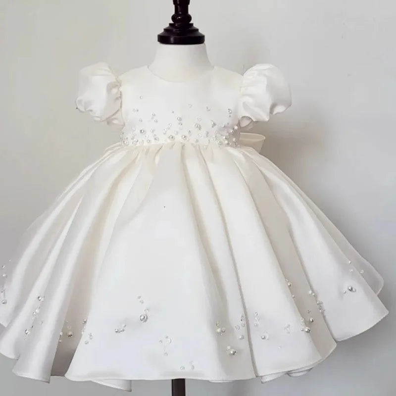 Classic Beading Princess Dresses For Kid Girls Birthday Party Infant Luxury Ball Gown Children Baptism Childen Formal Dresses