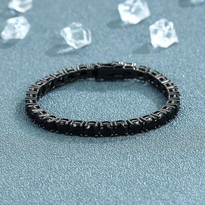 Full 3/4/5/6.5mm Black Moissanite Tennis Bracelet for Men Women Unisex 925 Silver Plated 18K Black Gold Hip Hop Bracelets