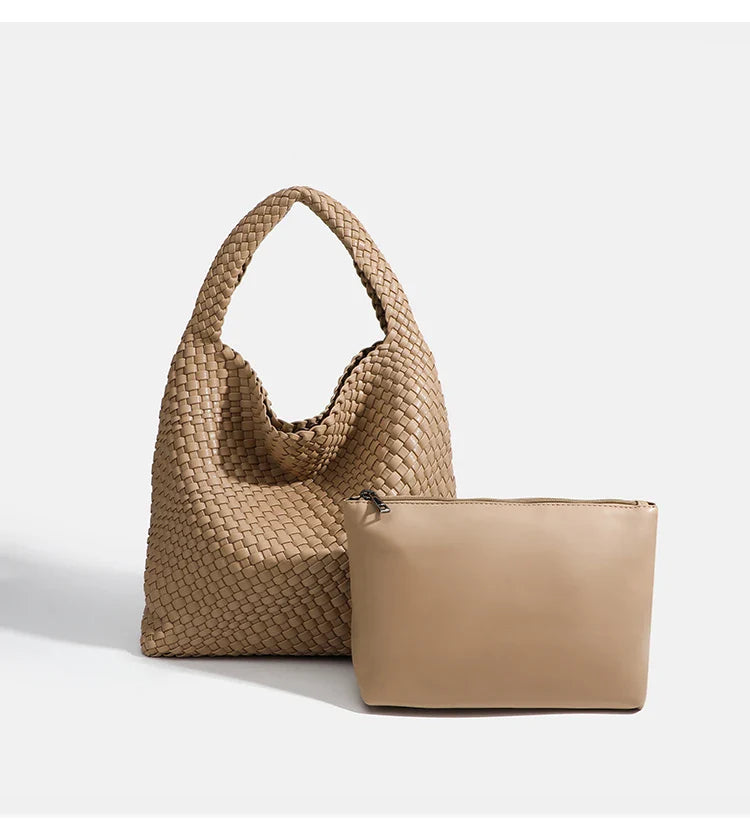 Designer Hand knitting bag PU Large women's Woven tote bag Mistress gift luxury bag original mark bags CasuaL side bag for women