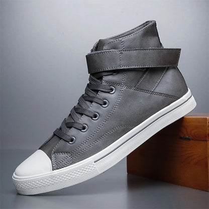Ankle Boots Men Black PU Leather Shoes Autumn Winter Comfortable Platform Casual Shoes High-top 2022 Fashion Leahter Boots Man
