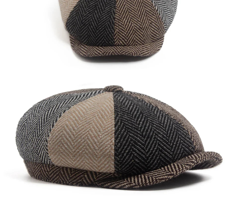 New Retro Herringbone Newsboy Cap For Men Autumn Winter Warm Beret Women Fashion Vintage Hat Hip Hop Female Flat Caps Berets
