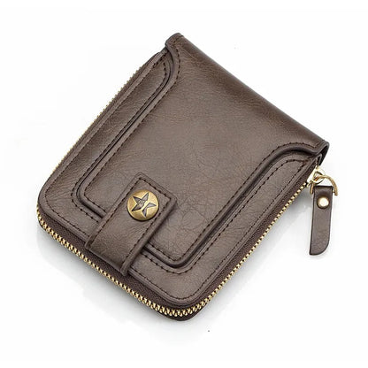 Mens Wallet PU Leather Wallet for Men Mini Portable Bifold Wallet with Zipper Buckle Multiple Compartments Credit Card Holder