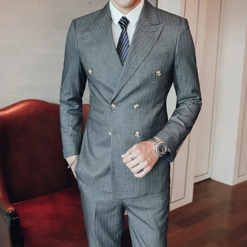 27 Colors ( Blazer + Vest + Pants ) Boutique Fashion Plaid Formal Office Business Mens Suit Three Pieces Groom's Wedding Dress
