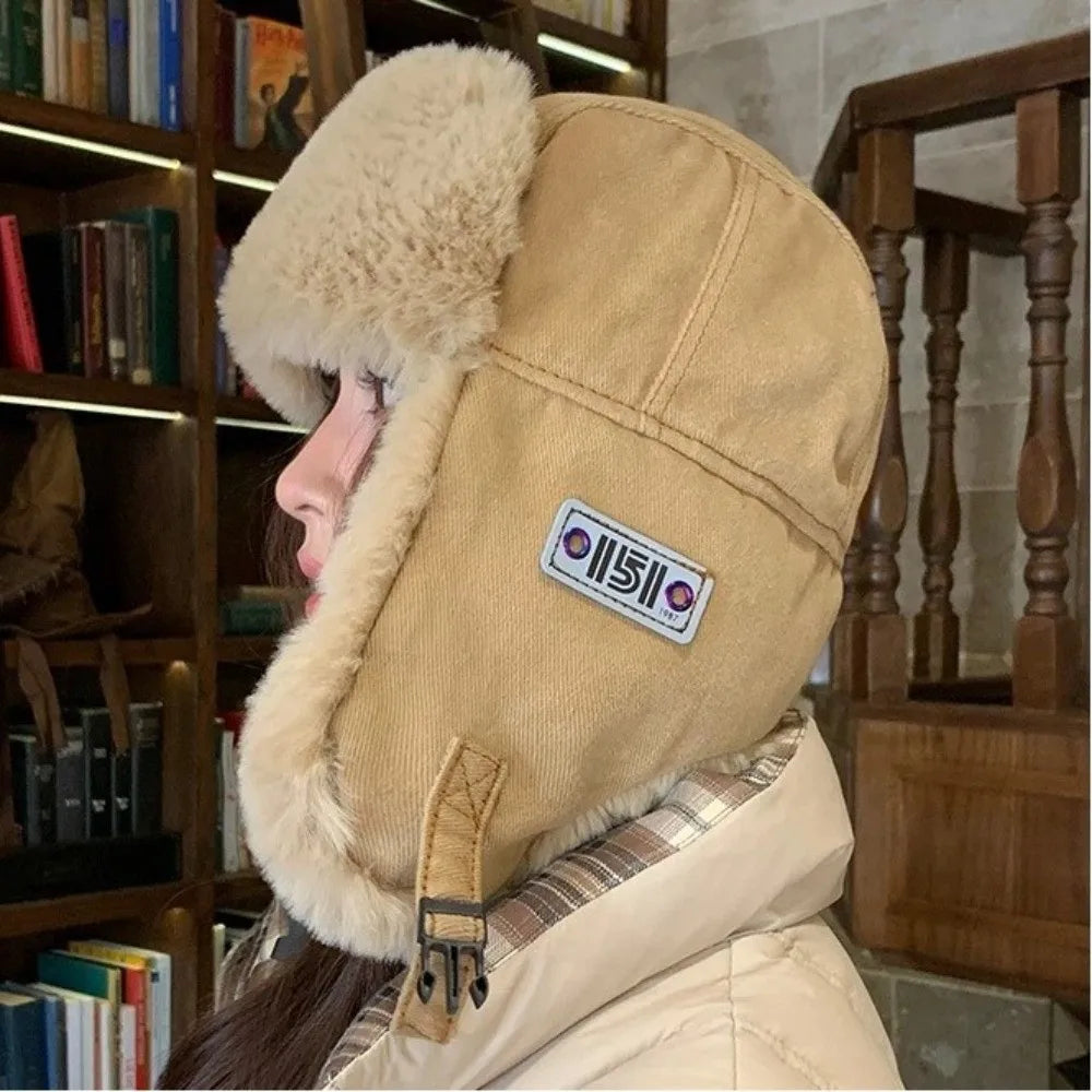 Fashion Thick Bomber Hat Faux Fur Waterproof Ear Protectors Hats Keep Warm with Ear Flaps Winter Hat Male