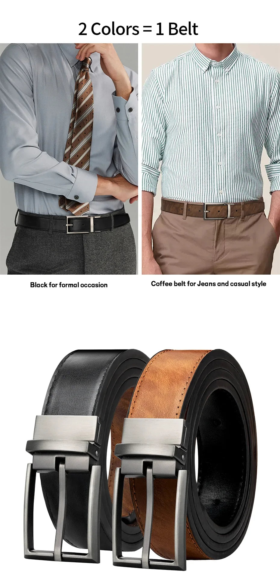 Reversible Leather Belts for Men Brown Leather Belts For Trousers Boss Belts Men's Designer Waist Belt Coffee