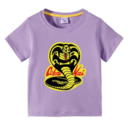 Cobra Kai Printed Summer Chlidren' T-shirt Boys Girls O-Neck Short Sleeve Tees Kids Pure Cotton Clothing Baby Boys Gift