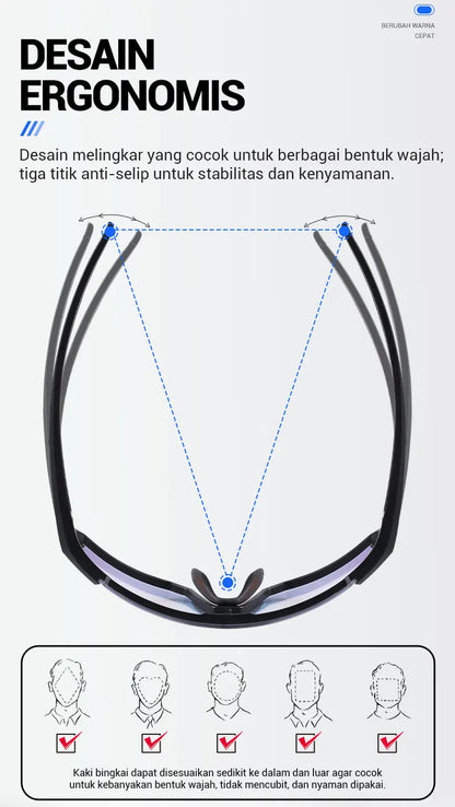 Photochromic Sunglasses for Men Cycling Glasses Cycling Mountain Bike Glasses and Women Casual Hiking Eyewear Windproof