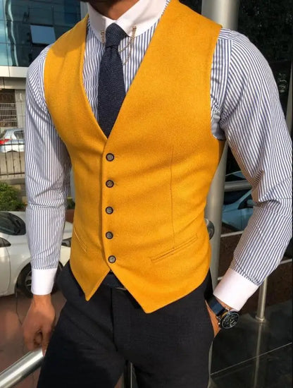 New Arrvial Men Vest Classic Cotton Blended Slim Fit Formal Suit Waistcoat  Vest Men Busoness