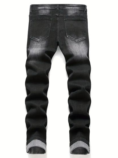 Men's Stretchy Denim Jeans For Men Simple Slim Casual Straight Fashion Classic Pants Cargo Denim Jeans Solid Streetwear Trousers