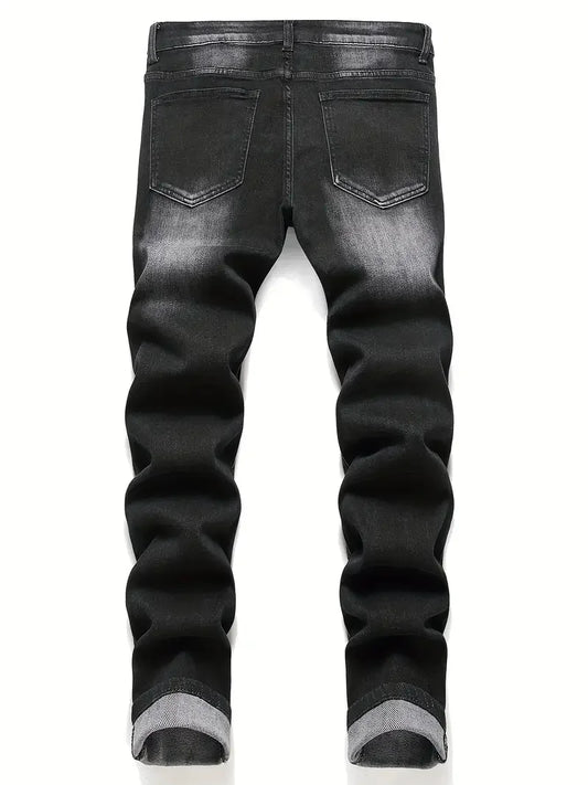 Men's Stretchy Denim Jeans For Men Simple Slim Casual Straight Fashion Classic Pants Cargo Denim Jeans Solid Streetwear Trousers