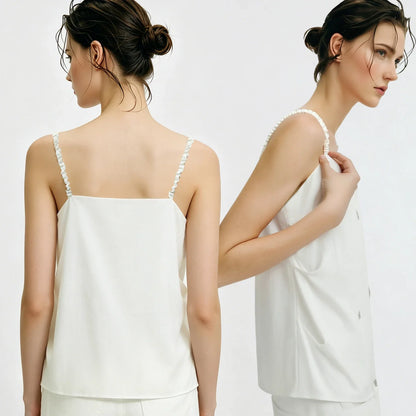 Women's Camisole 2026 Summer New Metal Detail Linen Blend Spaghetti Strap Loose Casual Sleeveless Tank Top Women 12642102